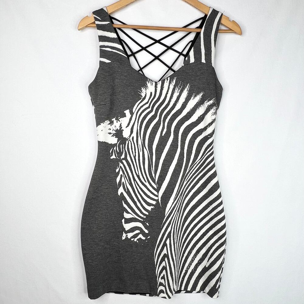 Bebe Addiction Bodycon Zebra Dress Small